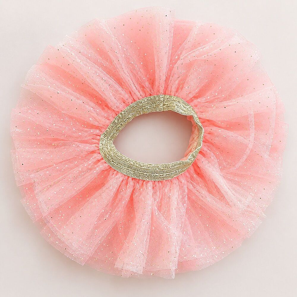 Baby Pink Glitter Tulle Tutu Skirt 0-12M Gold Sparkle Princess Ballet